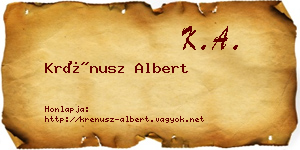 Krénusz Albert névjegykártya